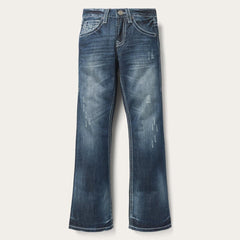 1014 Fit Destructed Medium Wash Jeans Blue | Men Stetson Boot Cut