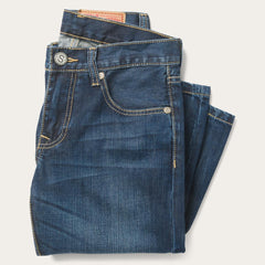 1014 Fit Semi-Destructed Wash Jeans Blue | Men Stetson Boot Cut