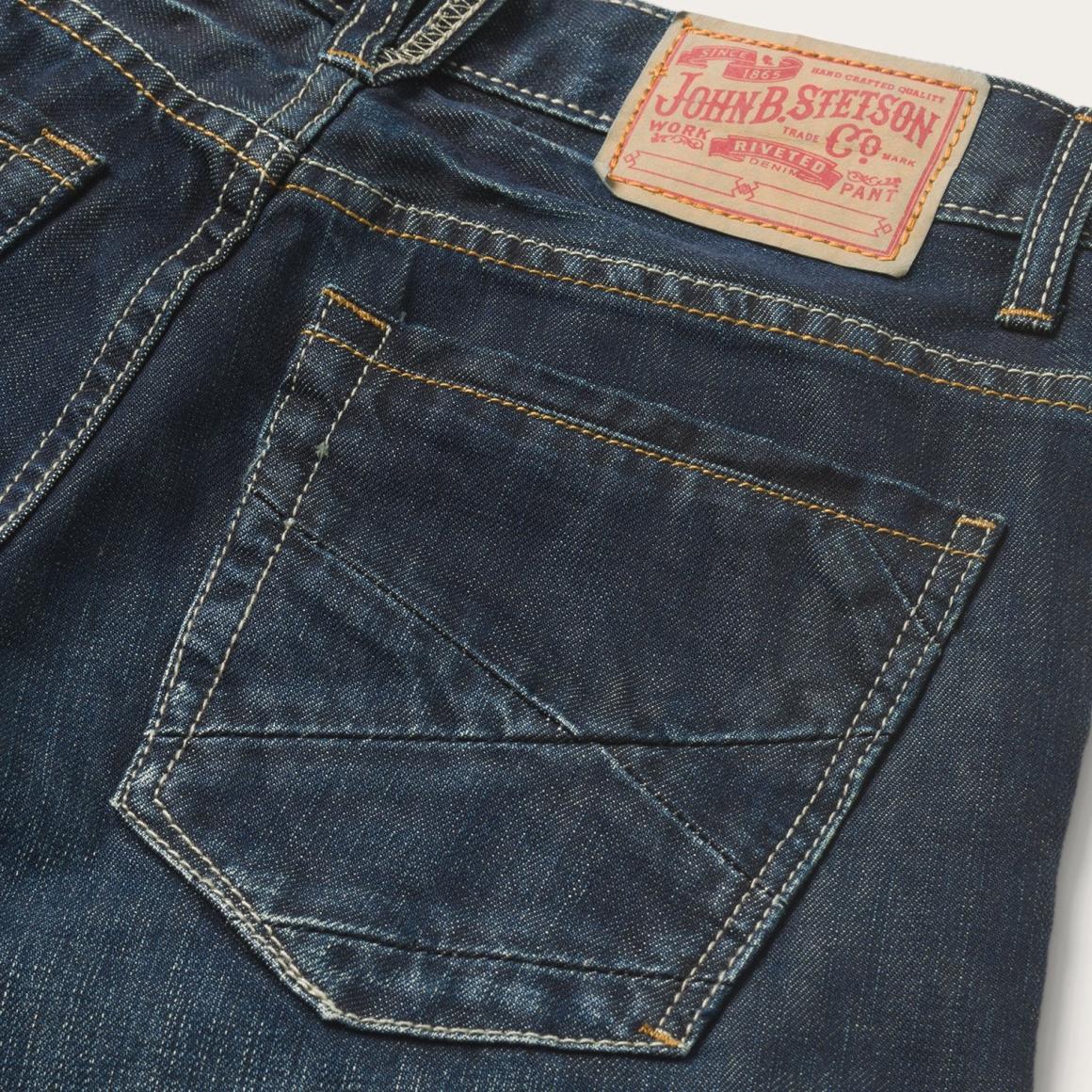1312 Fit Jeans With A Pieced Back Pocket Blue | Men Stetson Boot Cut