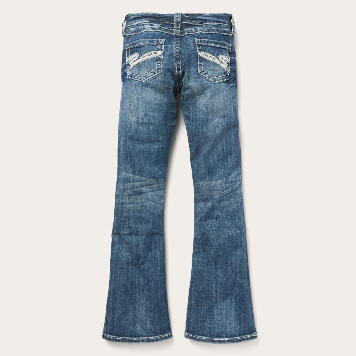 816 Fit Jeans With White "S" Back Pocket Blue | Women Stetson Denim