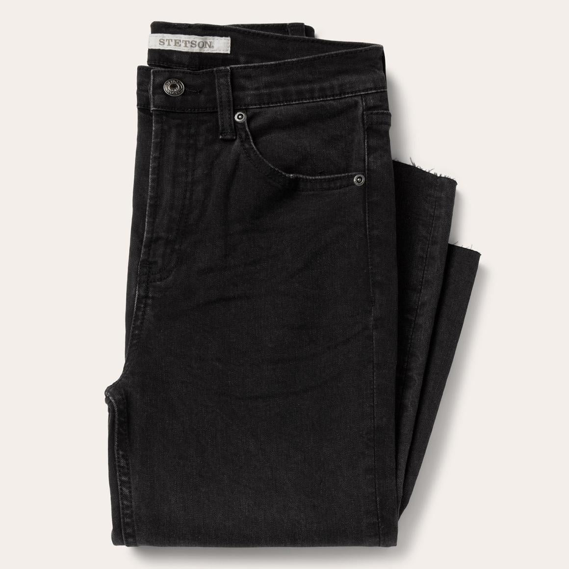915 High Rise Straight Fit Crop Jeans Black | Women Stetson Denim