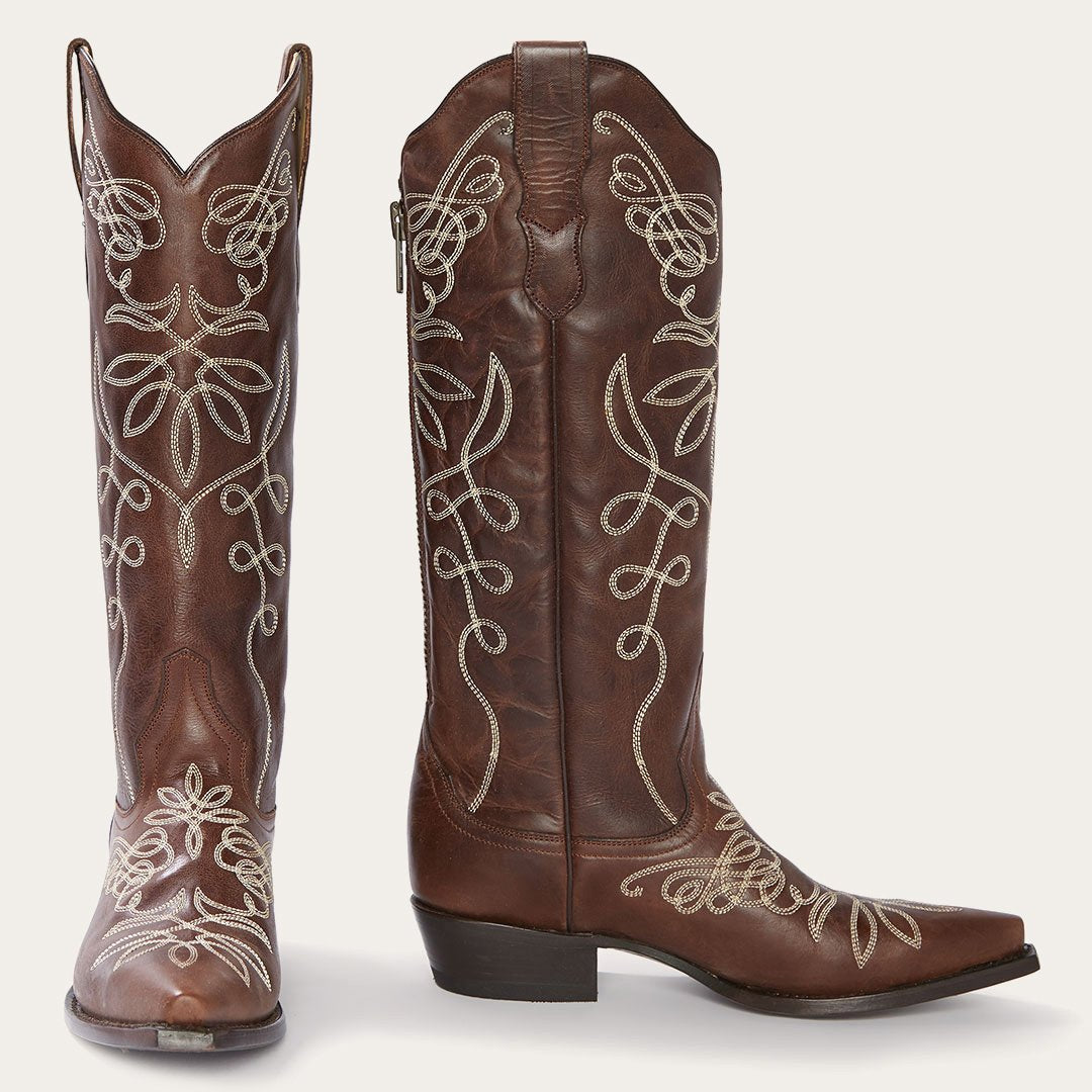 Adeline Burnished Brown Back Zip Cowboy Boot Brown | Women Stetson Western