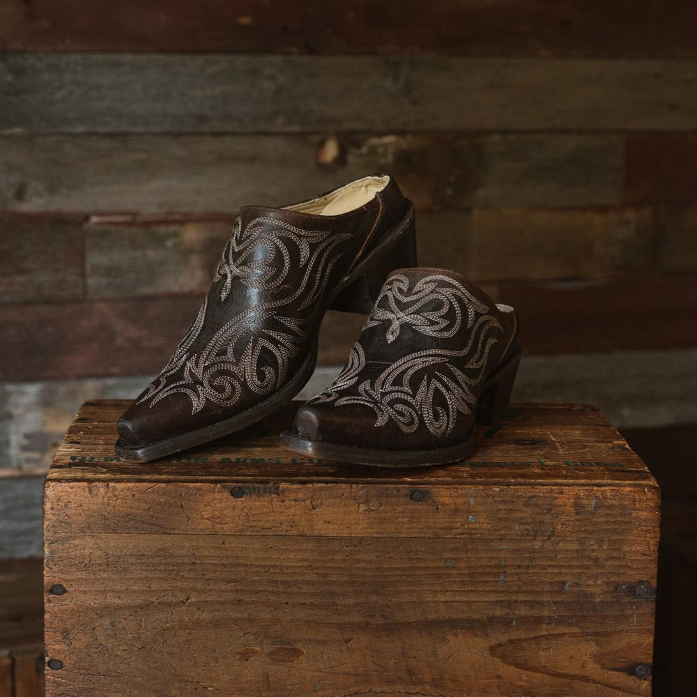 Adley Vintage Finished Leather Mules Brown | Women Stetson Mules