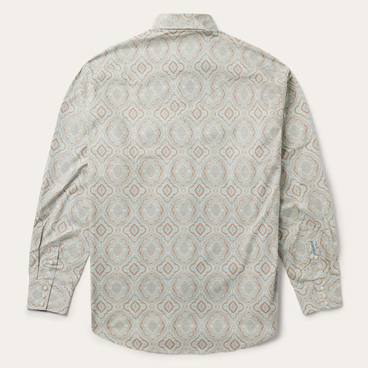 Aqua Paisley Print Western Shirt Green | Men Stetson Western Shirts