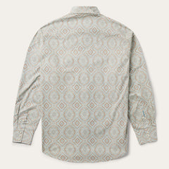 Aqua Paisley Print Western Shirt Green | Men Stetson Western Shirts