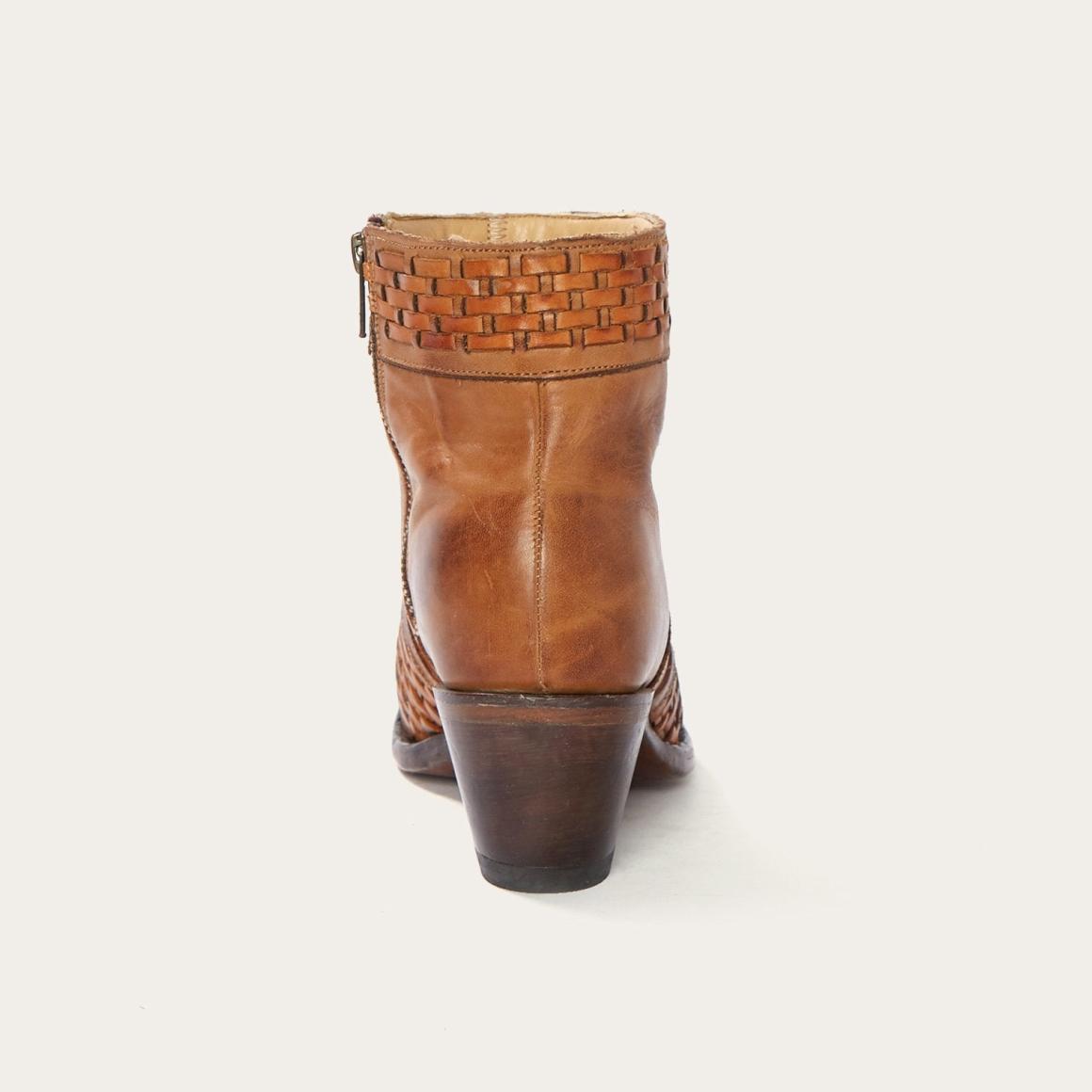 Basketweave Side Zip Ankle Boot Brown | Women Stetson Western
