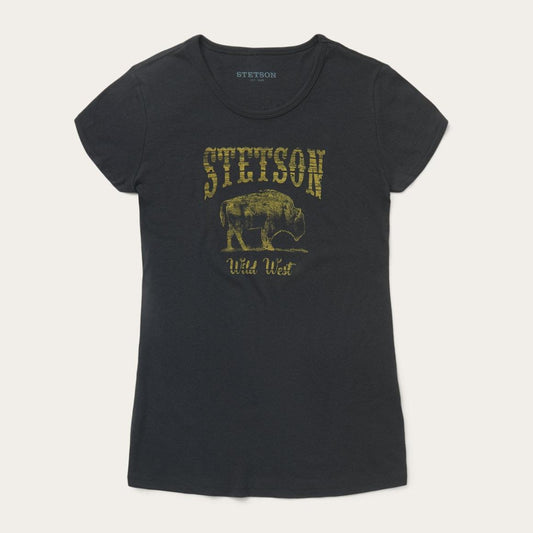Bison Graphic Tee Black | Women Stetson Tees