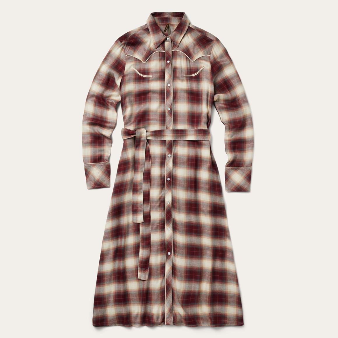 Black Cherry Plaid Shirt Dress Red | Women Stetson Shirt Dresses