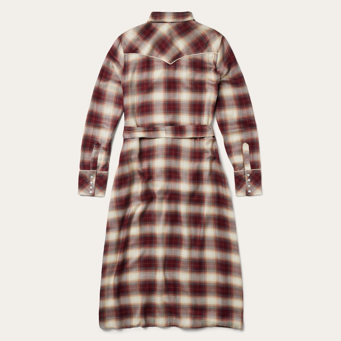 Black Cherry Plaid Shirt Dress Red | Women Stetson Shirt Dresses