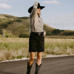 Black Denim 5-Pocket Skirt Black | Women Stetson Skirts &amp; Shorts
