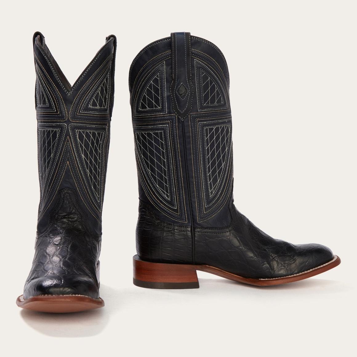 Black Falls Alligator Cowboy Boot Black | Men Stetson Exotics