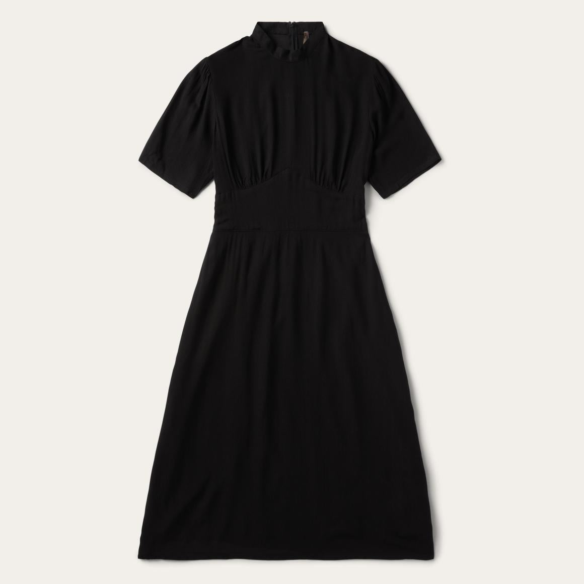 Black Herringbone Twill Midi Dress Black | Women Stetson Midi