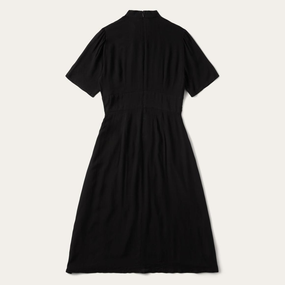 Black Herringbone Twill Midi Dress Black | Women Stetson Midi