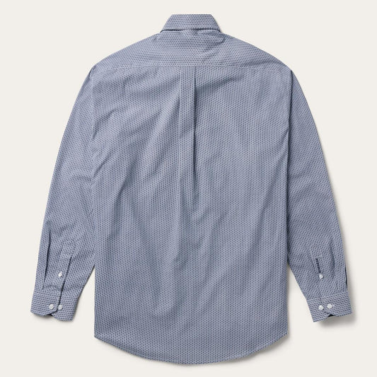 Blue Deco Geo Print Button Front Shirt Blue | Men Stetson Classic Cut