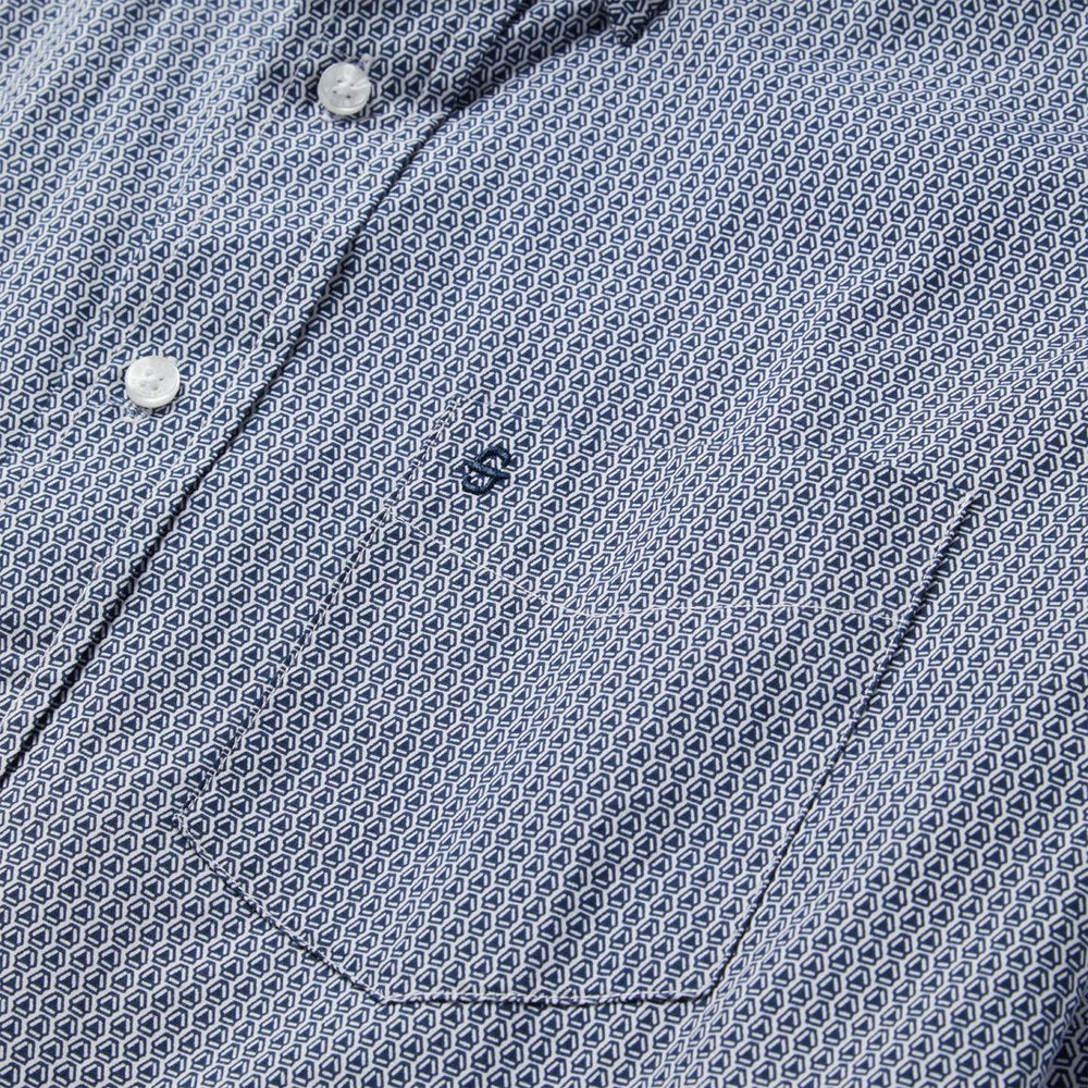 Blue Deco Geo Print Button Front Shirt Blue | Men Stetson Classic Cut