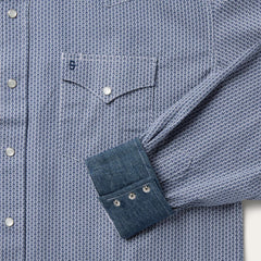 Blue Deco Geo Print Western Shirt Blue | Men Stetson Classic Cut