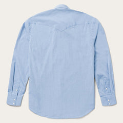 Blue End On End Solid Shirt Blue | Men Stetson Modern Cut