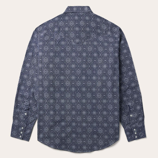 Blue Medallion Print Western Shirt Blue | Men Stetson Western Shirts