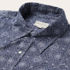 Blue Medallion Print Western Shirt Blue | Men Stetson Western Shirts