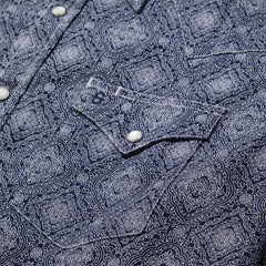 Blue Medallion Print Western Shirt Blue | Men Stetson Western Shirts