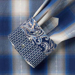 Blue Ombre Plaid Western Shirt Blue | Men Stetson Classic Cut