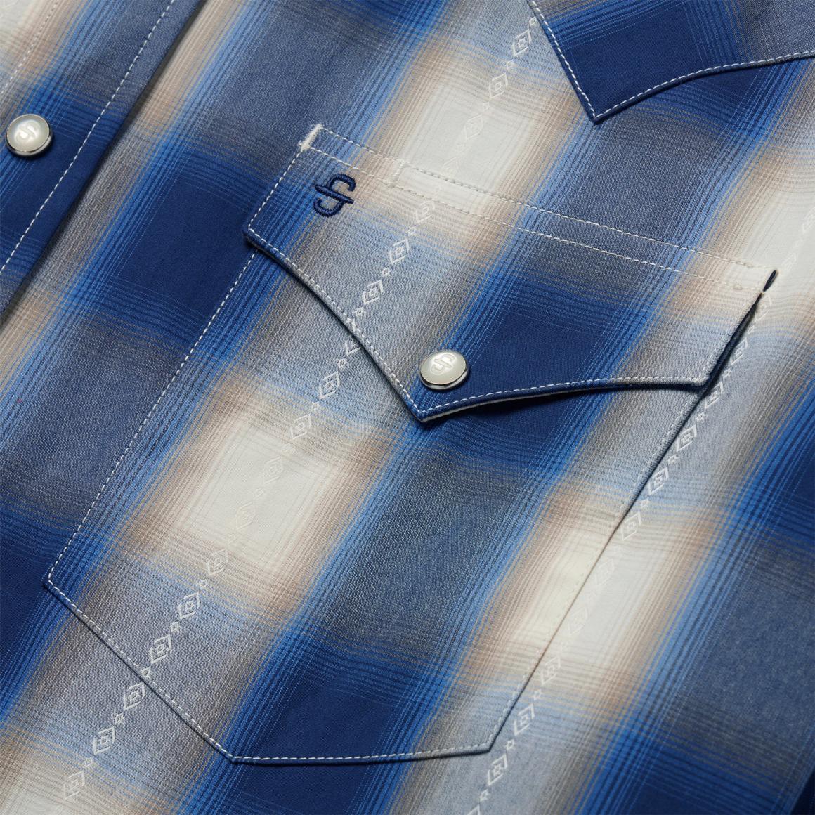 Blue Ombre Plaid Western Shirt Blue | Men Stetson Western Shirts