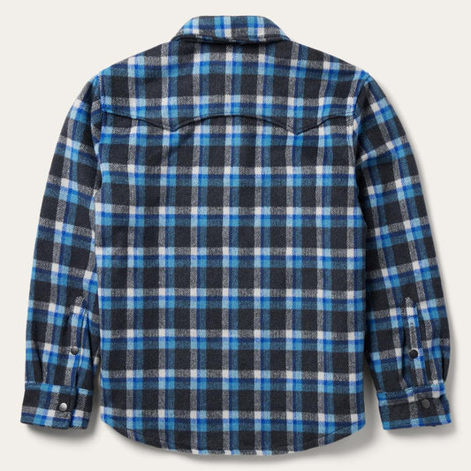 Blue Plaid Quilted Shirt Jacket Blue | Men Stetson Flannel Shirts