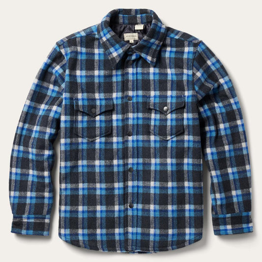 Blue Plaid Quilted Shirt Jacket Blue | Men Stetson Flannel Shirts