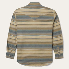 Blue Stripe Flannel Western Shirt Blue | Men Stetson Classic Cut