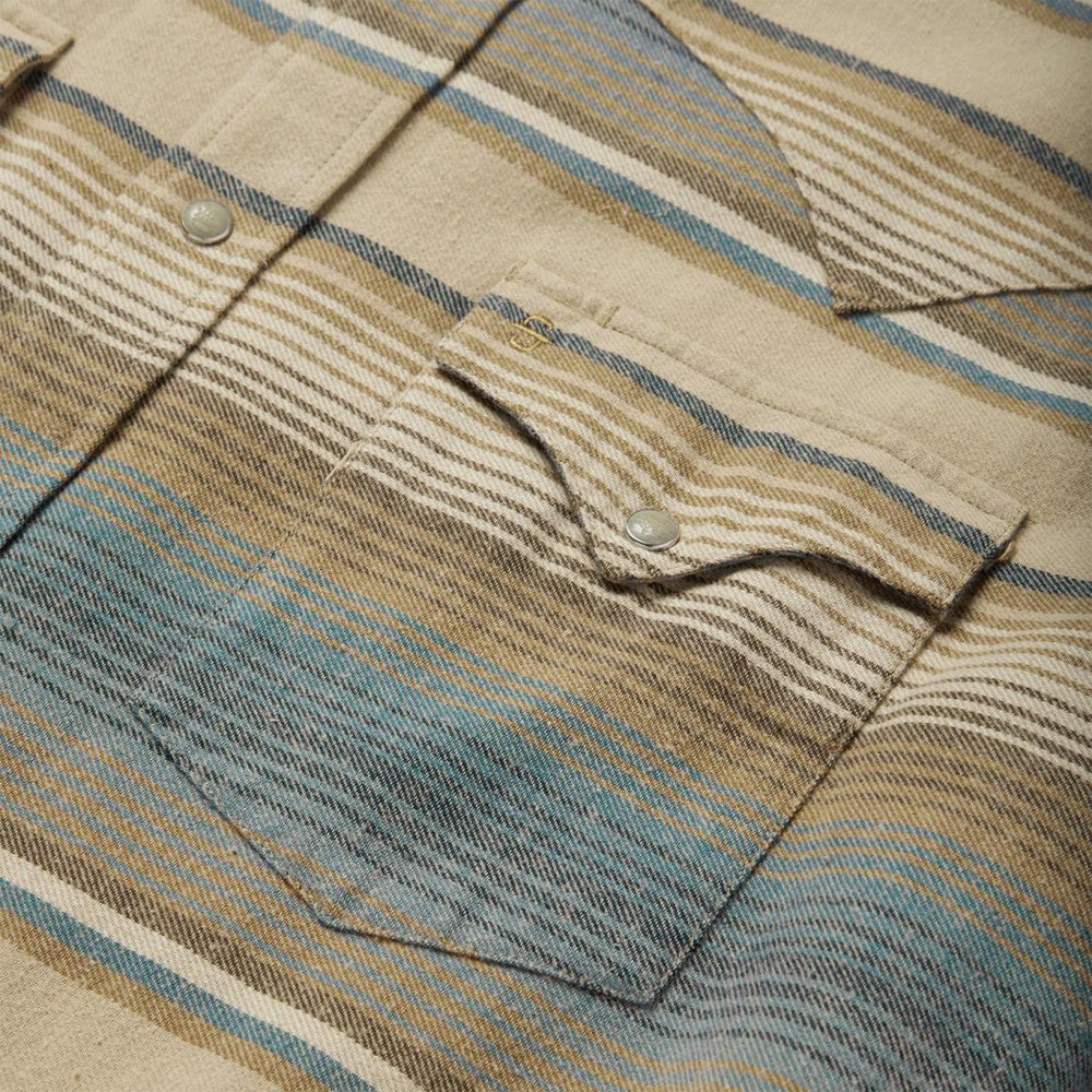 Blue Stripe Flannel Western Shirt Blue | Men Stetson Flannel Shirts