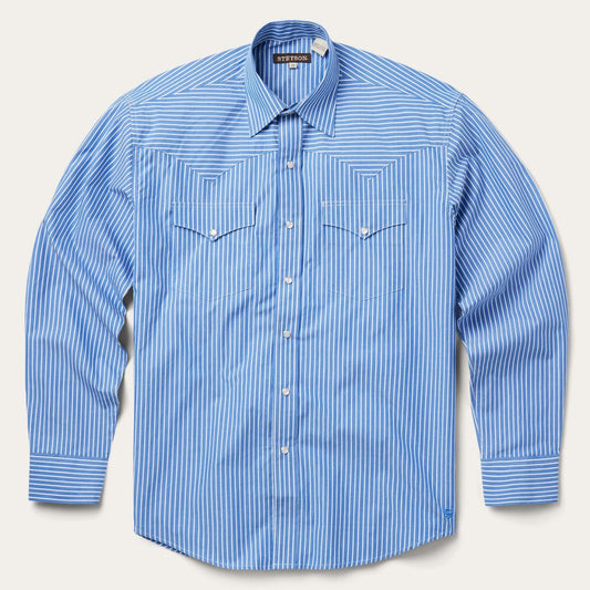 Blue Western Stripe Shirt Blue | Men Stetson Classic Cut