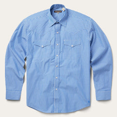 Blue Western Stripe Shirt Blue | Men Stetson Western Shirts