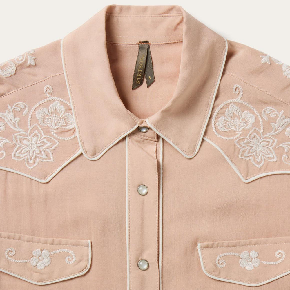 Blush Embroidered Western Shirt Pink | Women Stetson Western Shirts