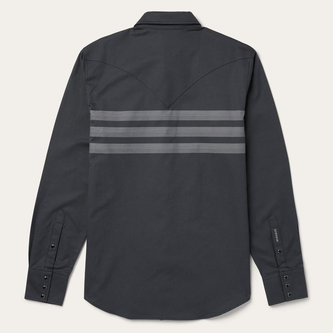 Border Stripe Twill Western Shirt Black | Men Stetson Modern Cut