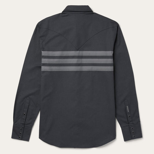 Border Stripe Twill Western Shirt Black | Men Stetson Western Shirts