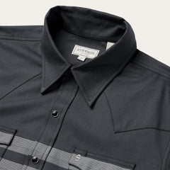 Border Stripe Twill Western Shirt Black | Men Stetson Western Shirts