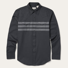 Border Stripe Twill Western Shirt Black | Men Stetson Western Shirts