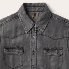 Boyfriend Fit Denim Shirt Washed Black | Women Stetson Denim Shirts