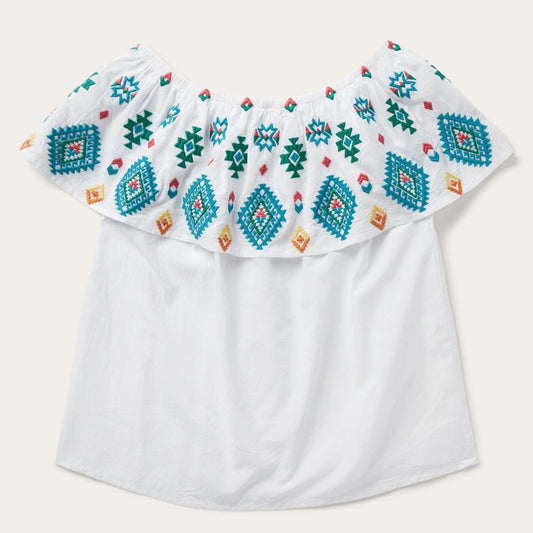 Bright Schiffli Embroidered White Cotton Lawn Blouse White | Women Stetson Blouses