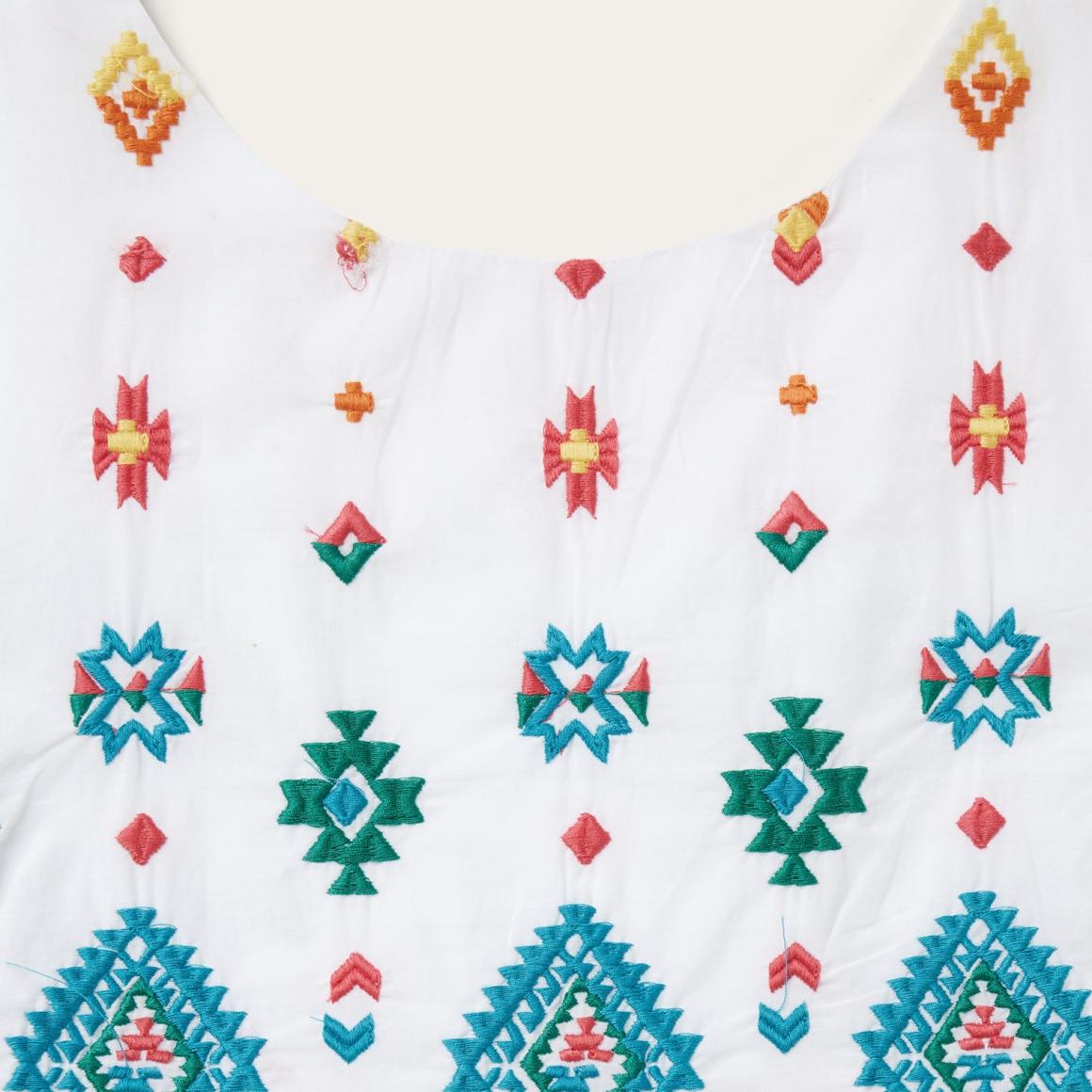 Bright Schiffli Embroidered White Cotton Lawn Dress White | Women Stetson Midi