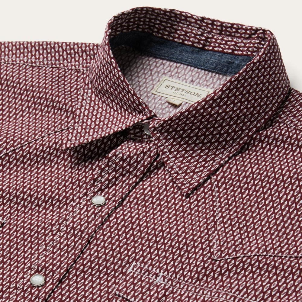 Broken Diamond Print Western Shirt Red | Men Stetson Modern Cut
