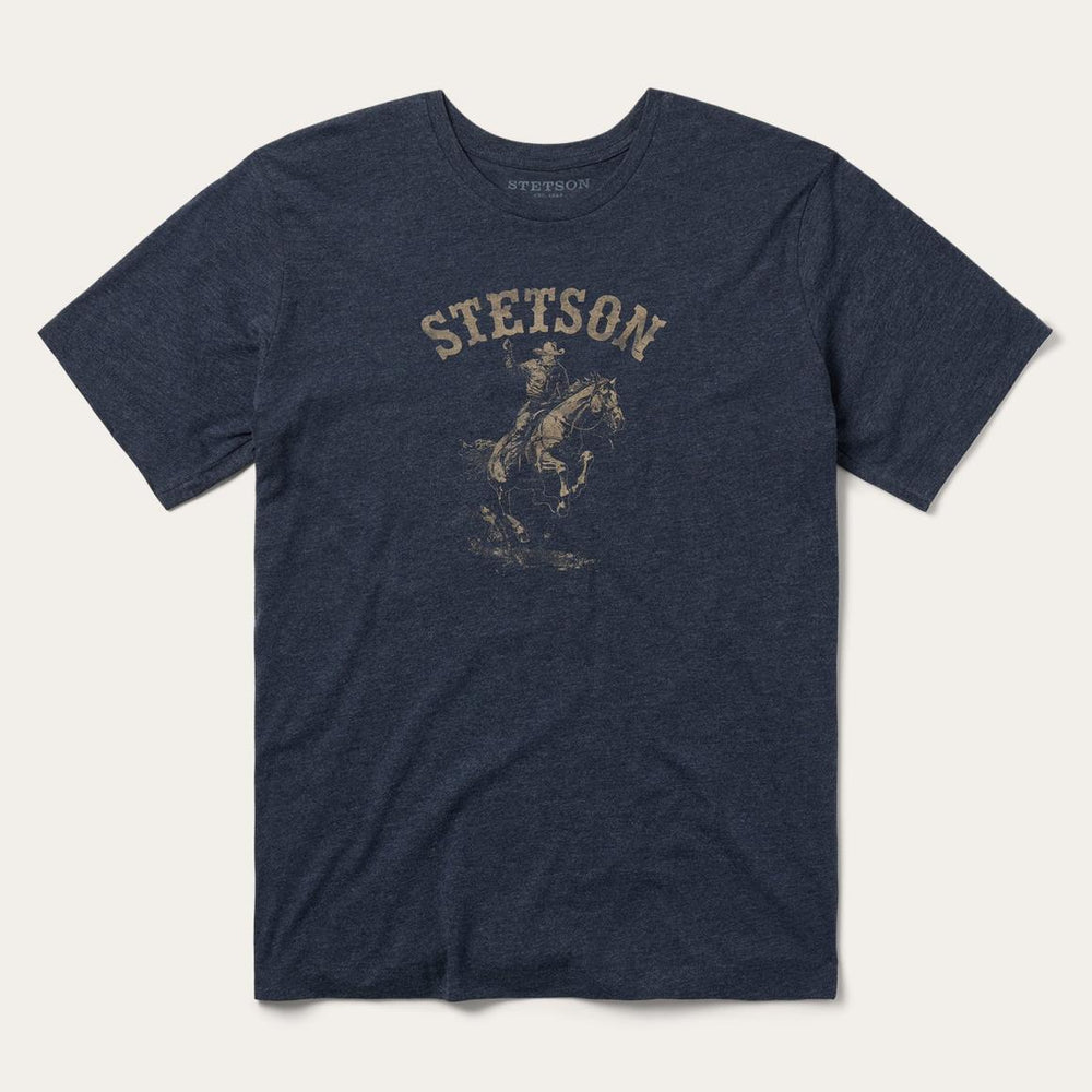 Bronco Rider Graphic Tee Blue | Men Stetson Tees