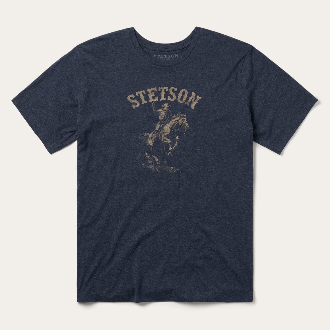 Bronco Rider Graphic Tee Blue | Men Stetson Tees