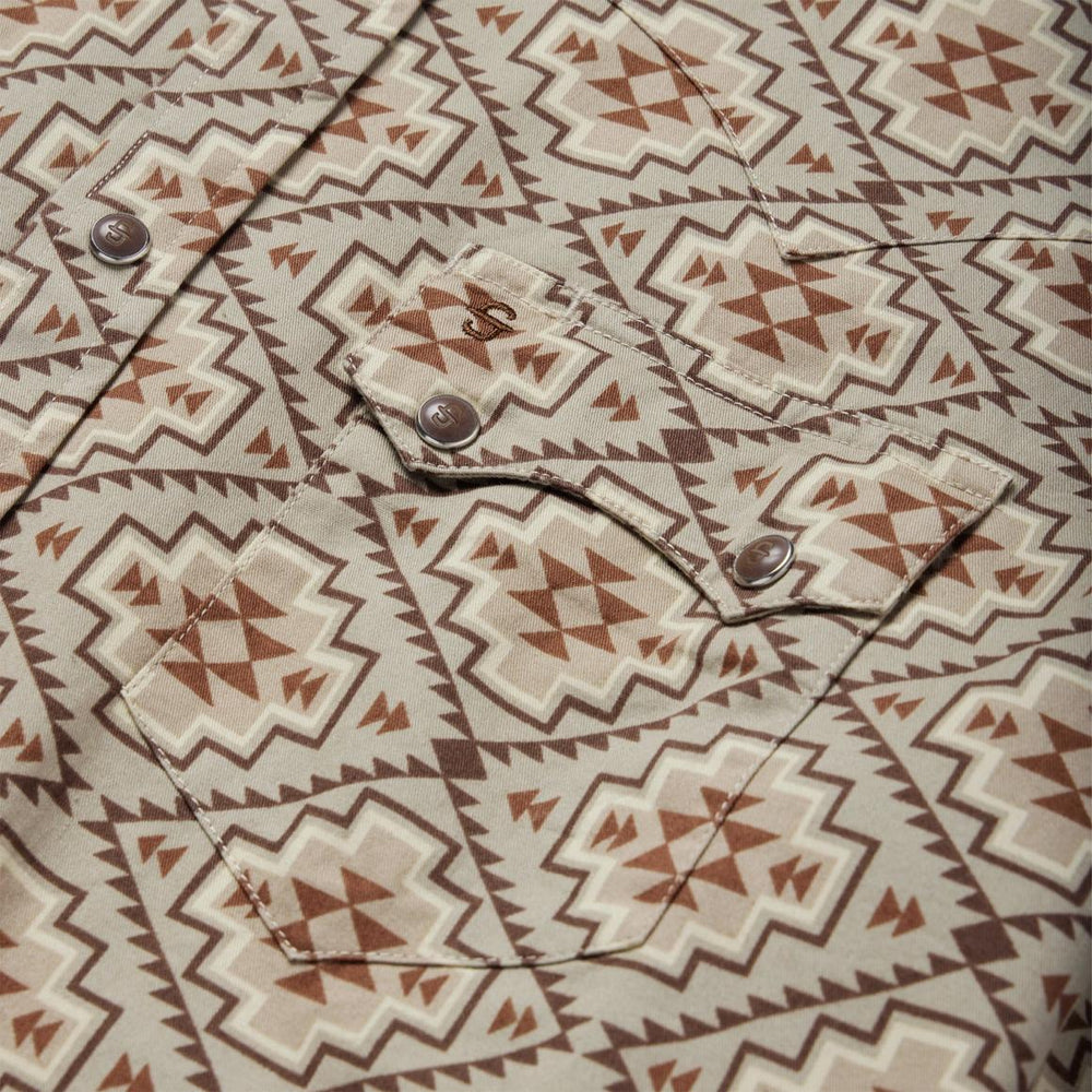 Brown Aztec Poplin Western Shirt Brown | Men Stetson Western Shirts