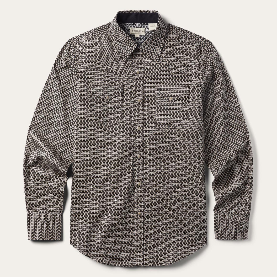 Brown Diamond Print Western Shirt Brown | Men Stetson Modern Cut