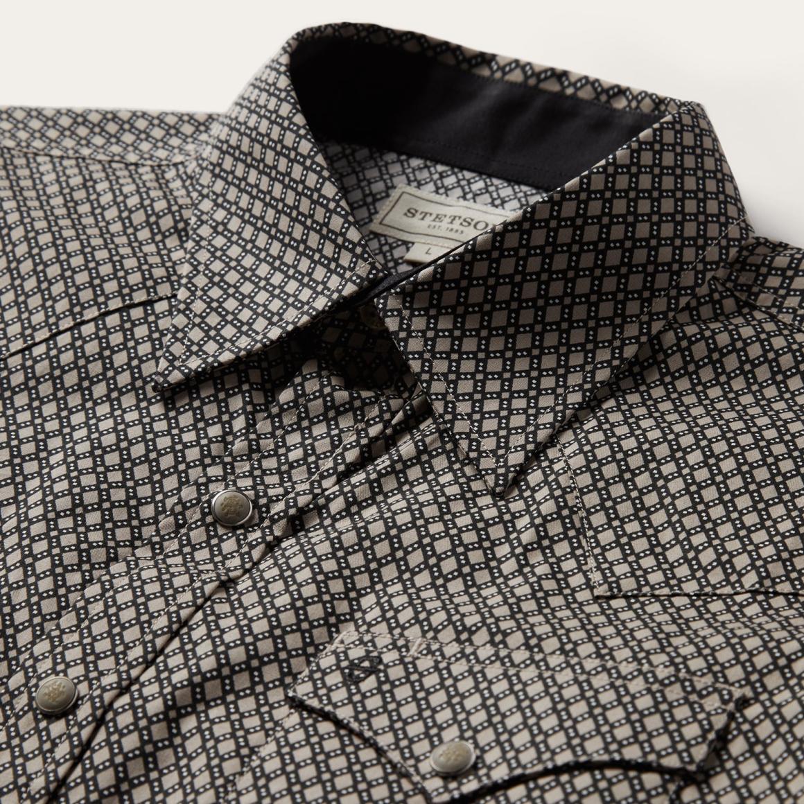 Brown Diamond Print Western Shirt Brown | Men Stetson Modern Cut