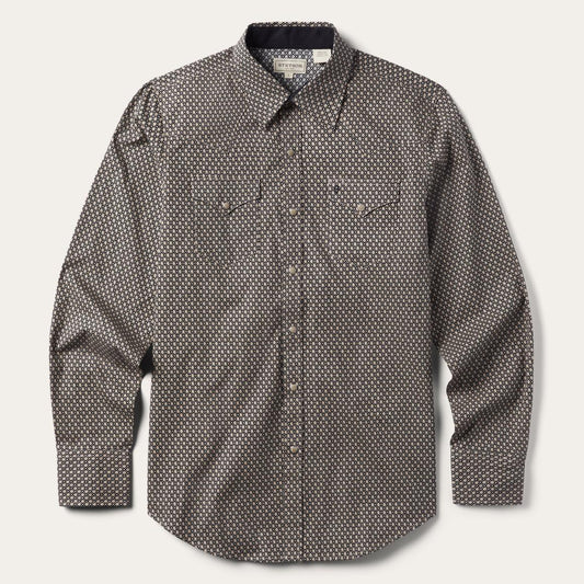 Brown Diamond Print Western Shirt Brown | Men Stetson Western Shirts
