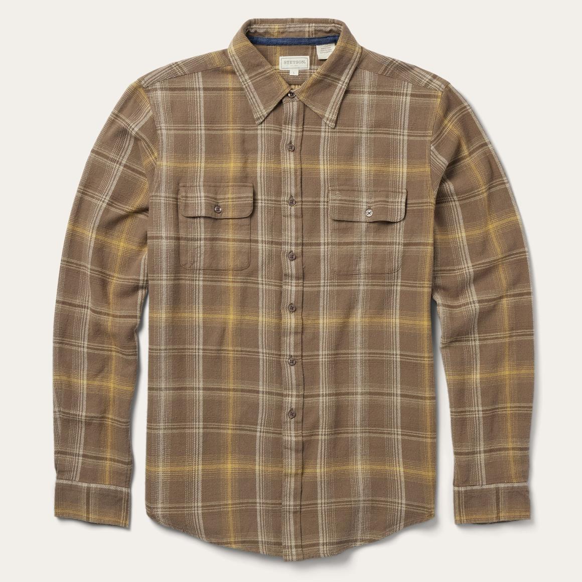 Brown Flannel Button-Front Shirt Brown | Men Stetson Modern Cut