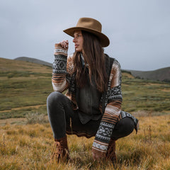 Brown Serape Belted Cardigan Brown | Women Stetson Sweaters
