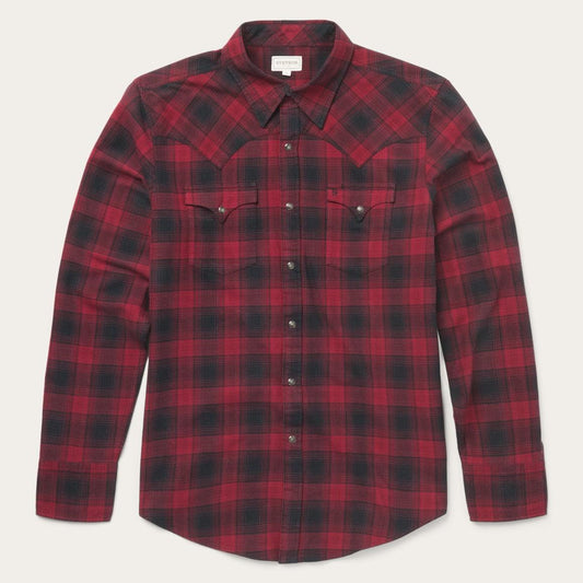 Brushed Twill Plaid Shirt Black | Men Stetson Flannel Shirts